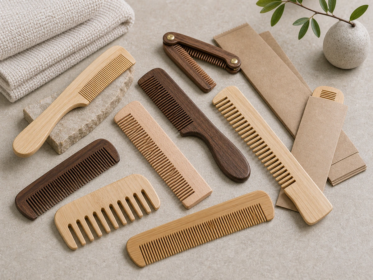 Wooden and folding hotel guest comb styles in multiple shapes