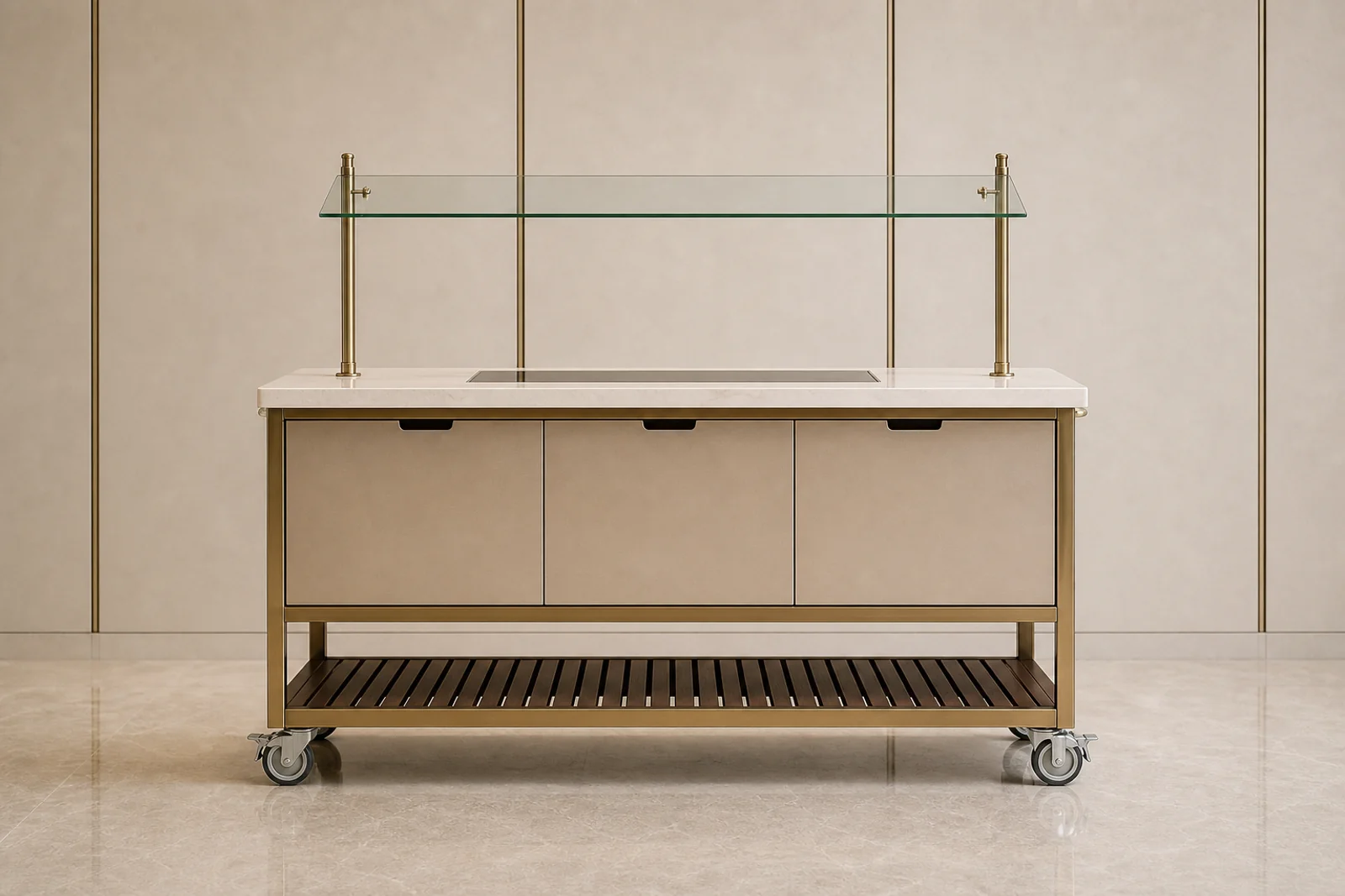 Mobile Buffet Station profile and construction view