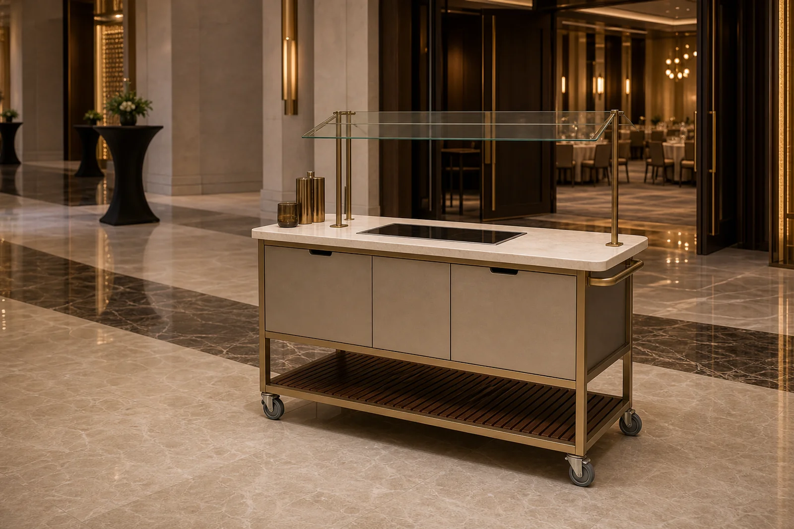 Mobile Buffet Station shown in a hospitality interior