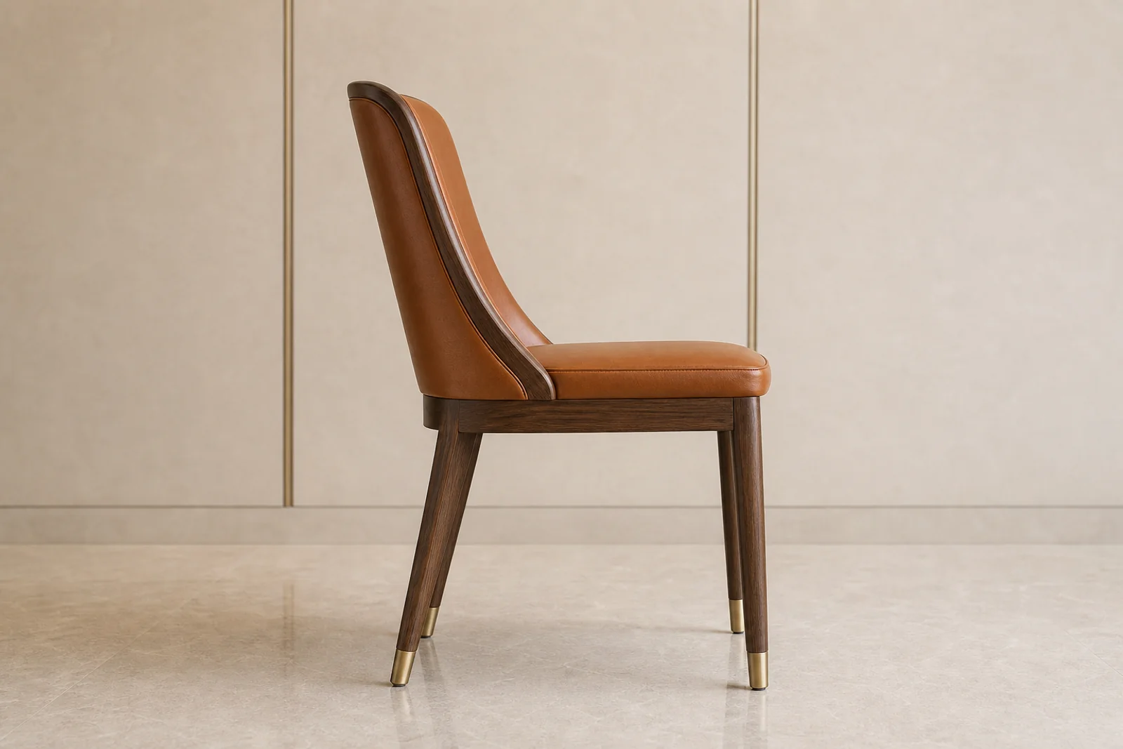 Upholstered Restaurant Dining Chair profile and construction view