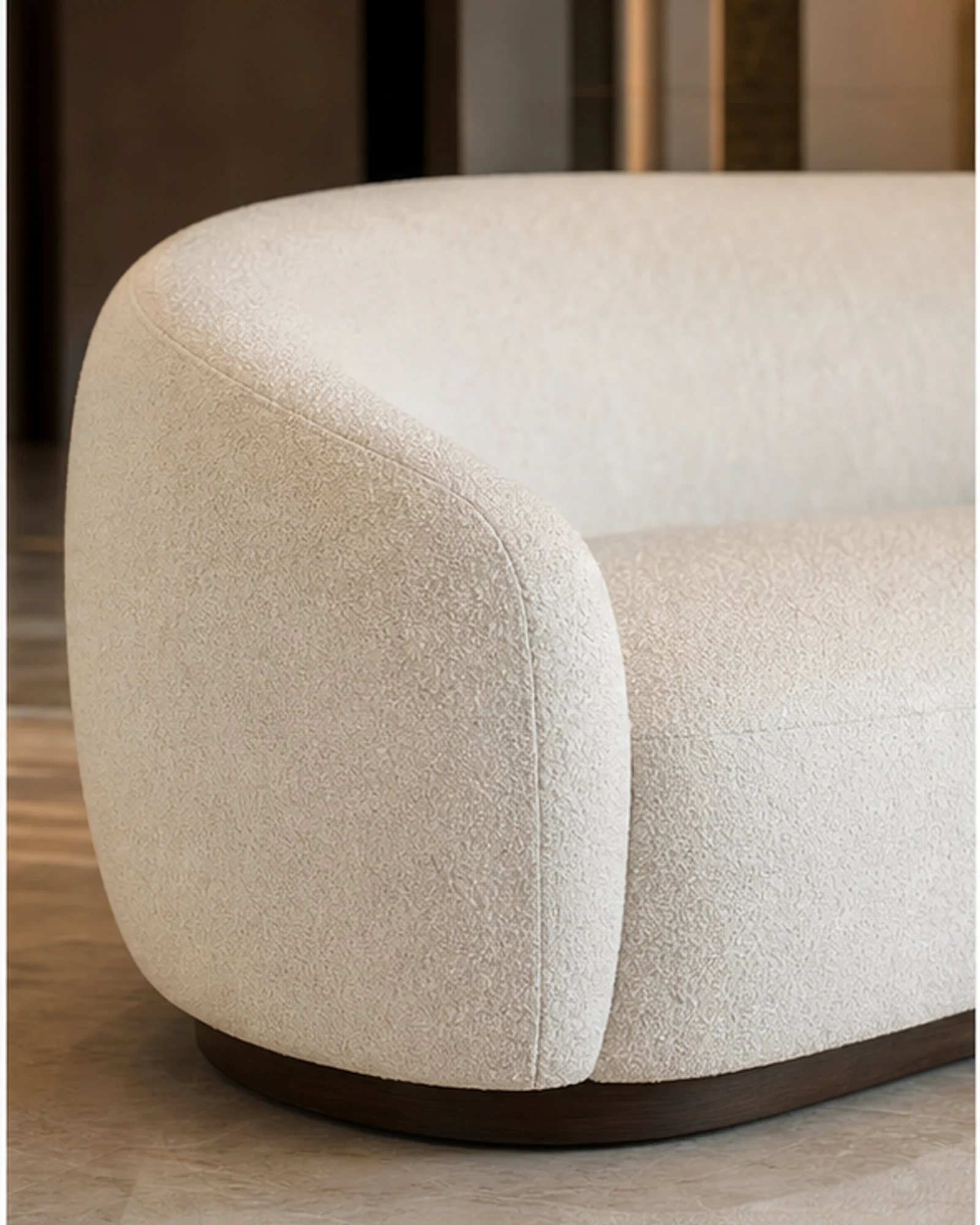 Curved Lobby Sofa profile and construction view