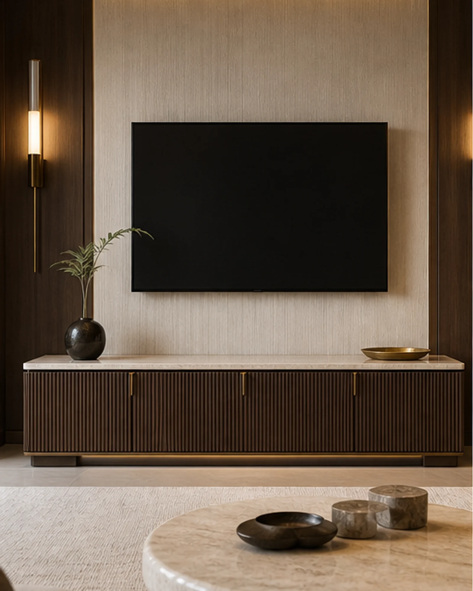 Fluted Media Console