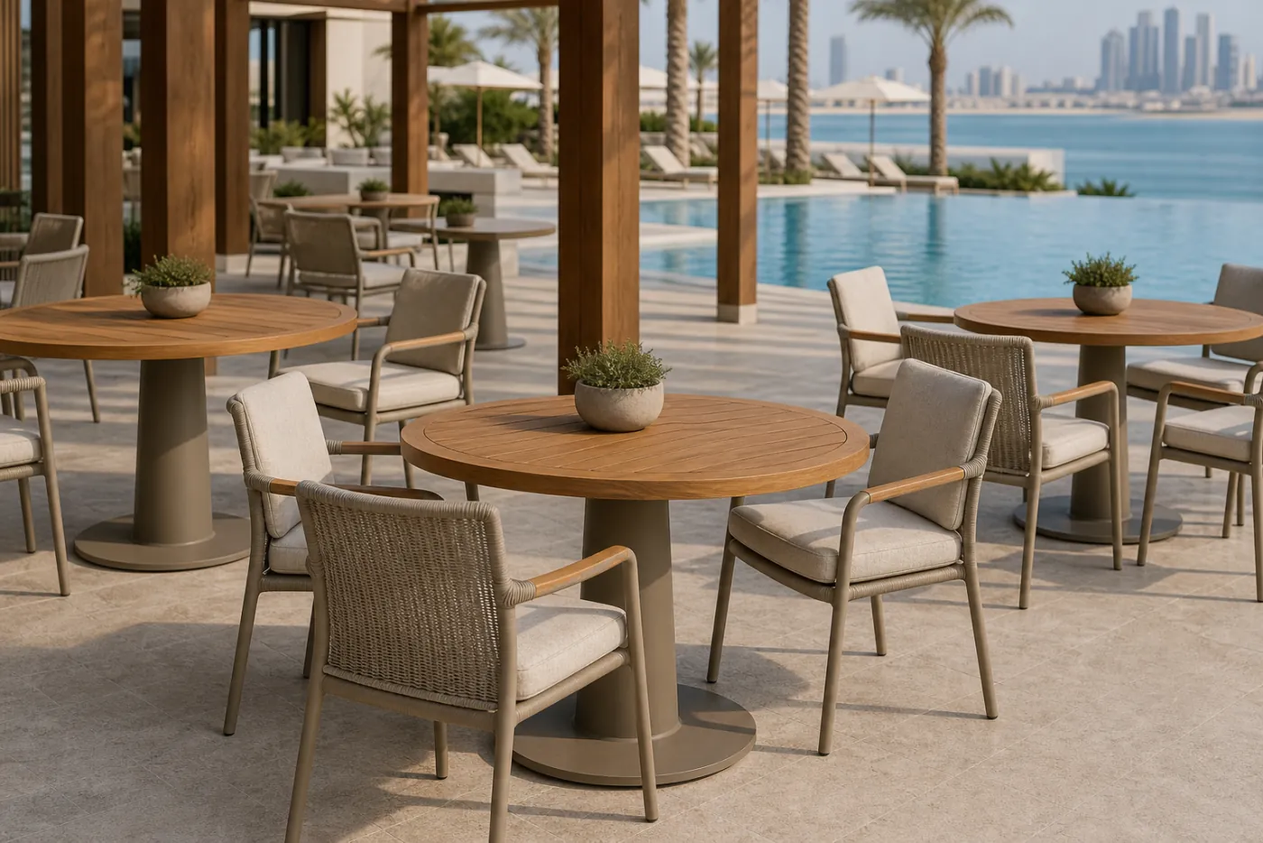 Poolside Dining Set shown in a hospitality interior
