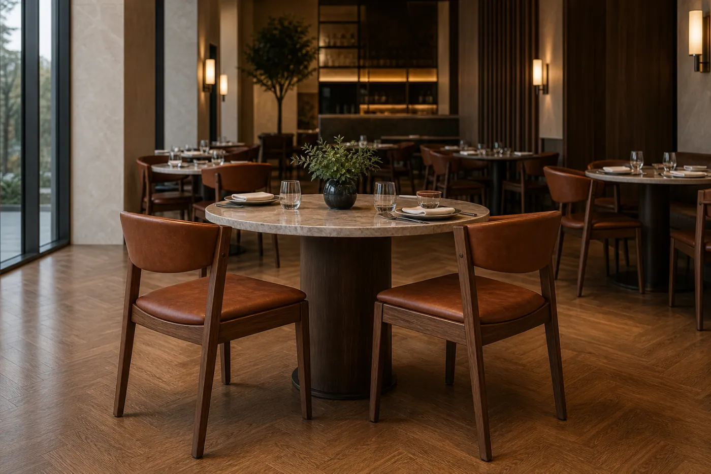 Restaurant Dining Chair shown in a hospitality interior