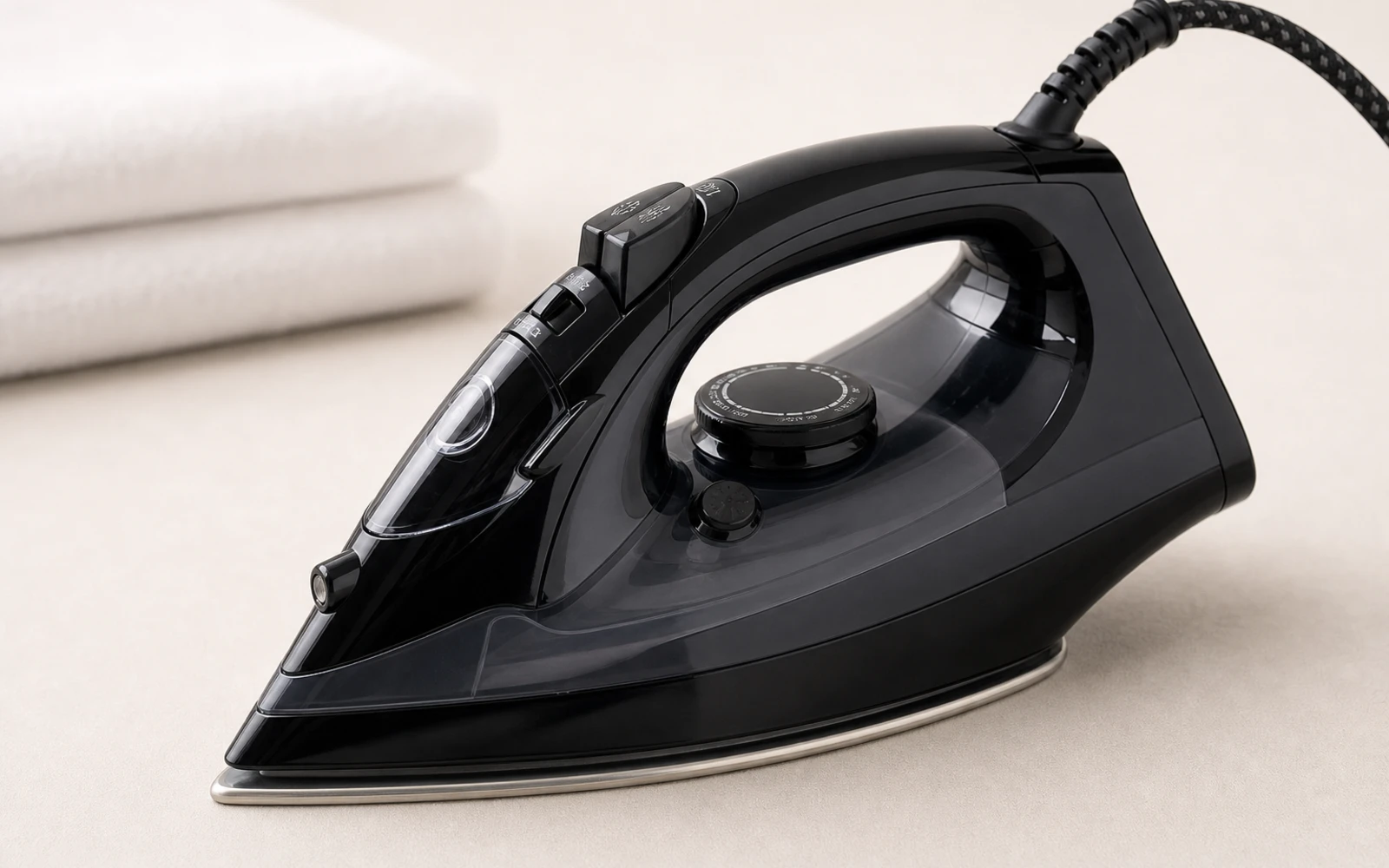 White and black hotel dry irons shown as model options