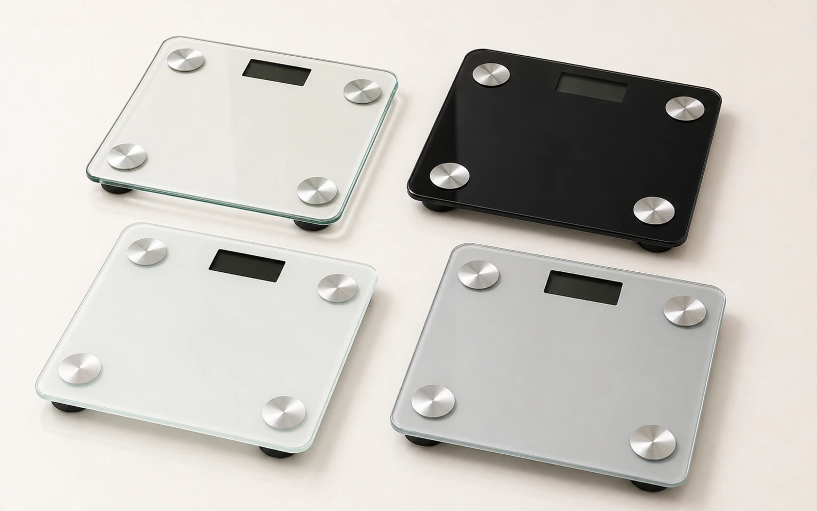 White and black tempered glass hotel bathroom scale options