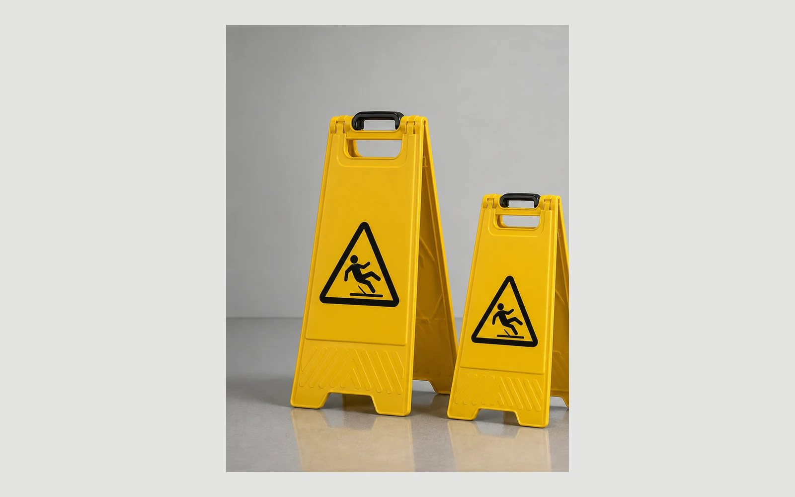 Hotel A-frame caution wet floor and cleaning in progress signs
