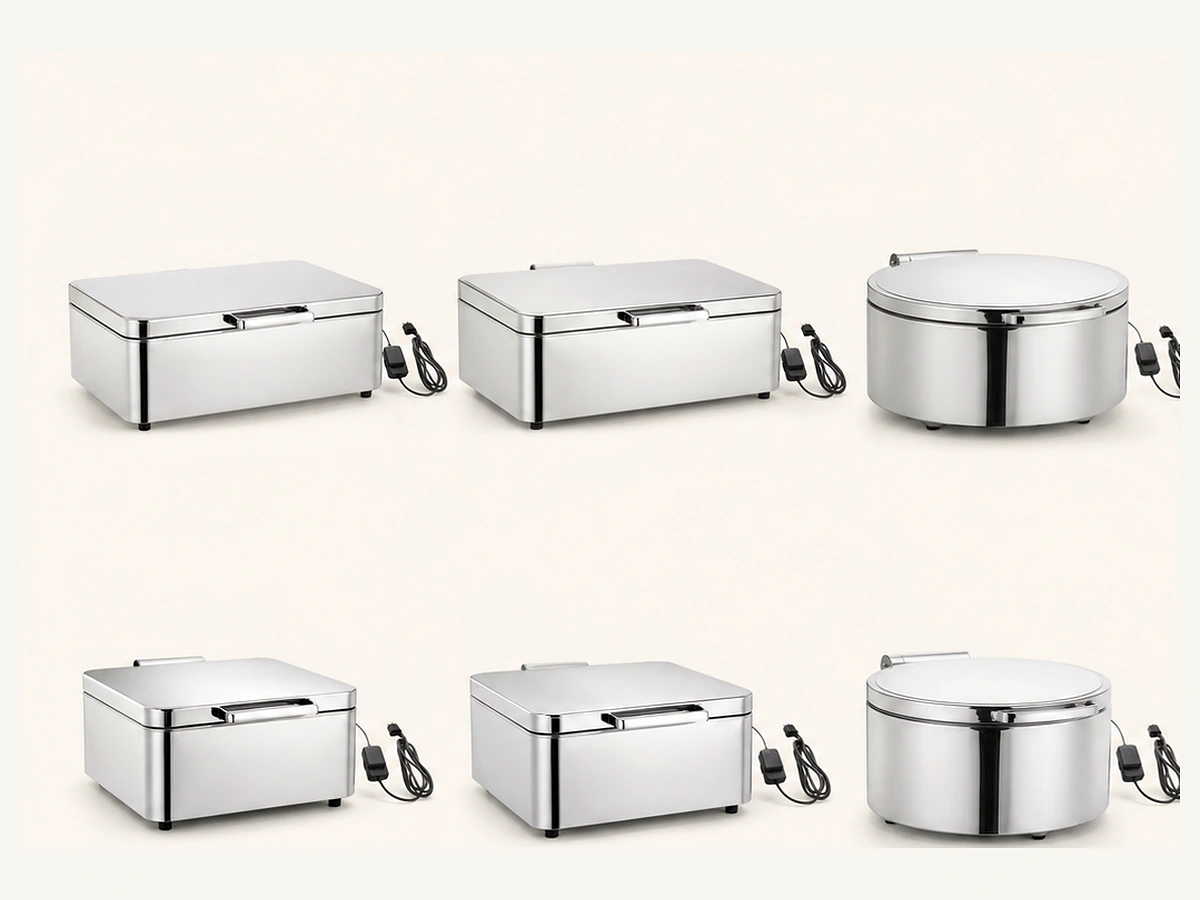 Glass-lid and steel-lid hotel chafing dish formats