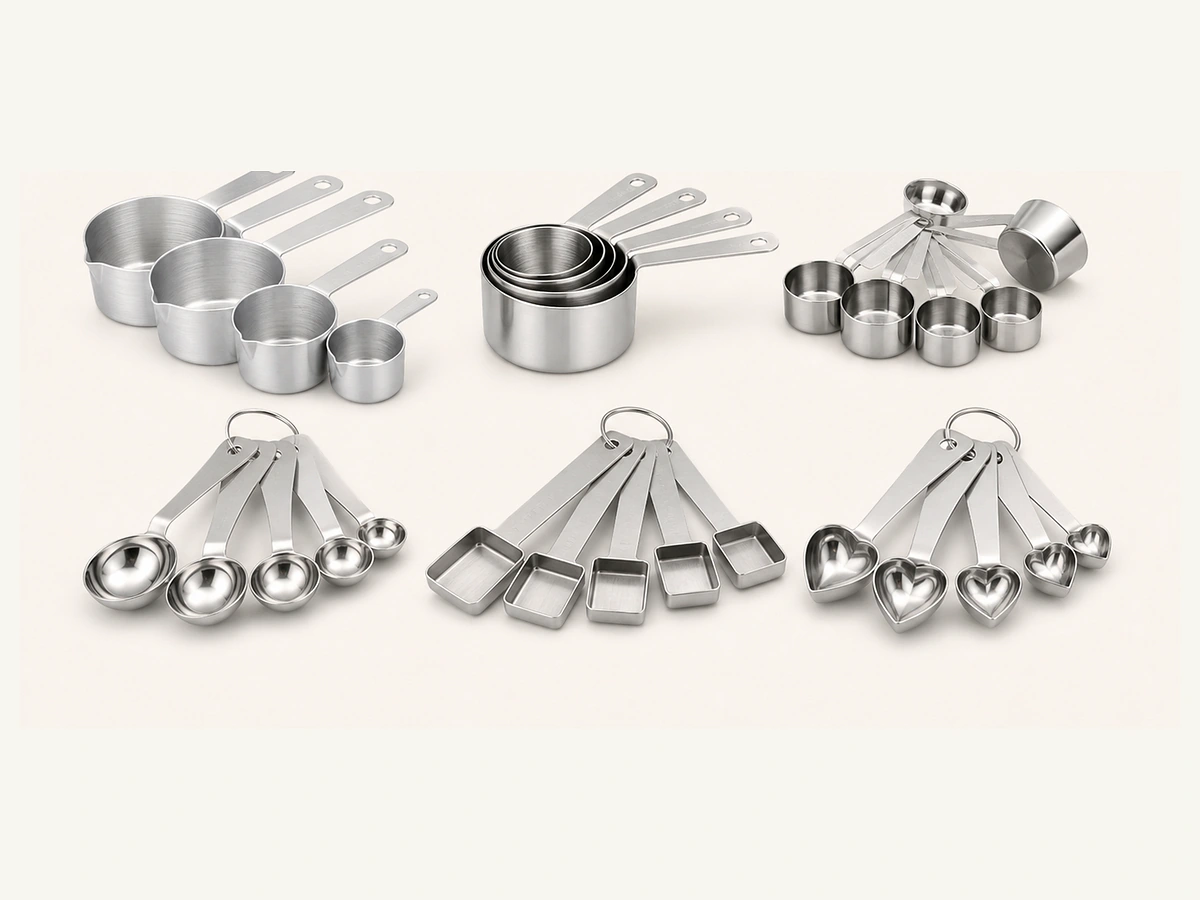 Nested measuring spoons and cup sets for portion control