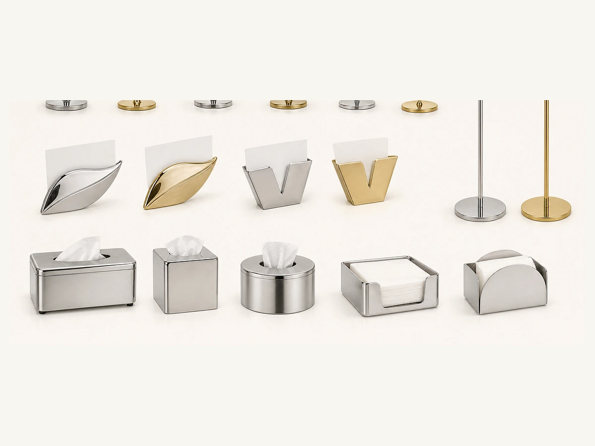 Countertop buffet menu holders and service-area stands