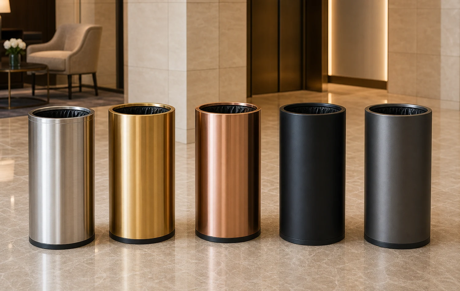 Round Open-Top Lobby Bins